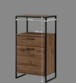 Clearance Wohnen Industrial Highboard aus Wildeiche und Stahl - Ingbo