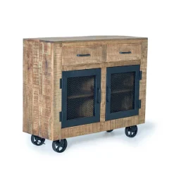 Outlet Wohnen Industrial Kombi-Kommode auf Metall-Rädern - Thiano