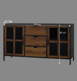 Sale Wohnen Industrial Kommode mit Glastüren - Hayato