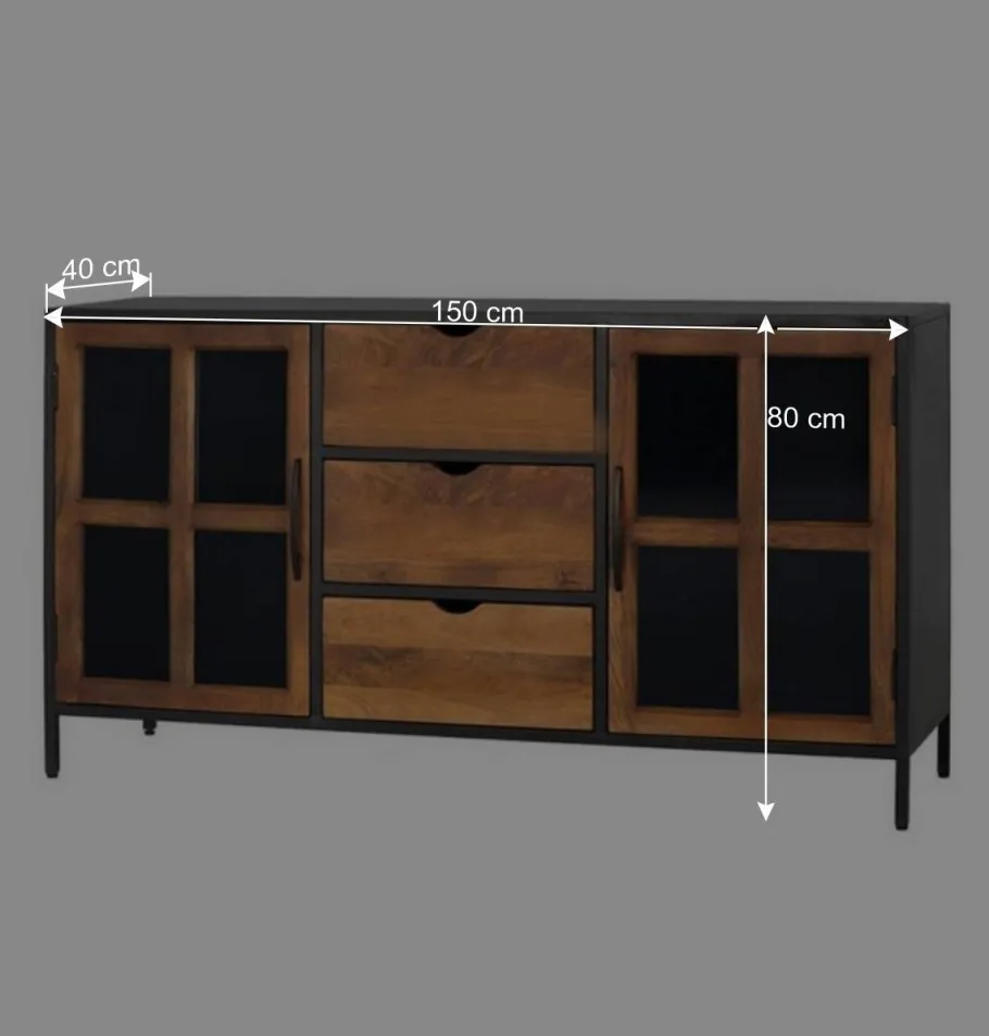 Sale Wohnen Industrial Kommode mit Glastüren - Hayato