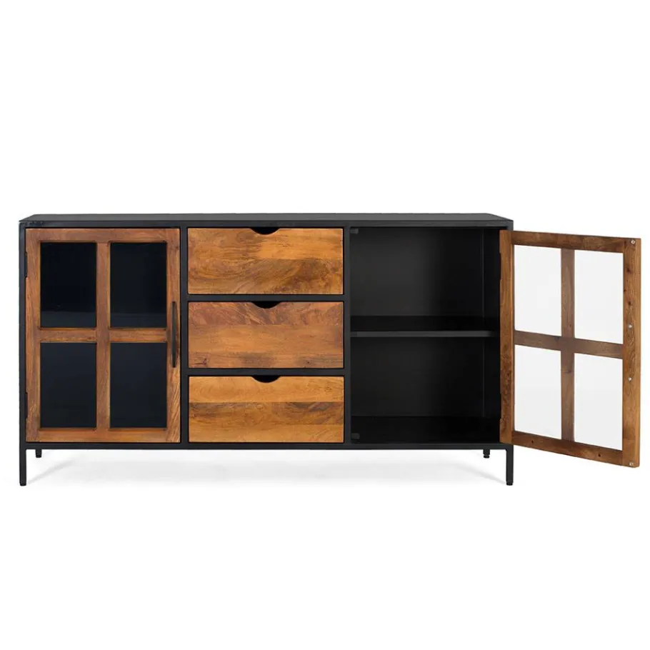 Sale Wohnen Industrial Kommode mit Glastüren - Hayato