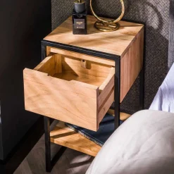 New Wohnen Industrial Nachttisch aus Akazie massiv - Vannah
