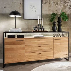 Discount Wohnen Industrial Sideboard aus Wildeiche Massivholz - Manarola