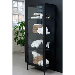 Discount Wohnen Industrial Vitrine aus Metall in Schwarz - Sitra
