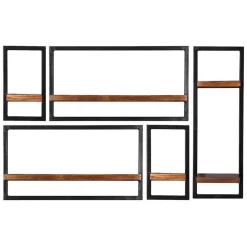 Discount Wohnen Industrie Look Regale für die Wand - Mendoza (fünfteilig)