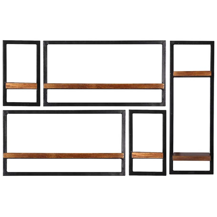 Discount Wohnen Industrie Look Regale für die Wand - Mendoza (fünfteilig)