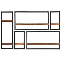 Discount Wohnen Industrie Look Regale für die Wand - Mendoza (fünfteilig)