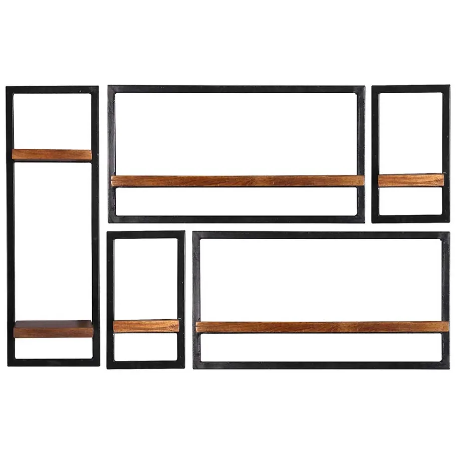 Discount Wohnen Industrie Look Regale für die Wand - Mendoza (fünfteilig)