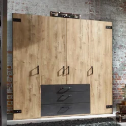 Clearance Wohnen Industry Kleiderschrank mit 200 cm Breite - Bram