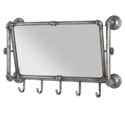 Clearance Wohnen Industry Spiegel mit Rahmen aus Stahlrohren Manicos & 5 Haken