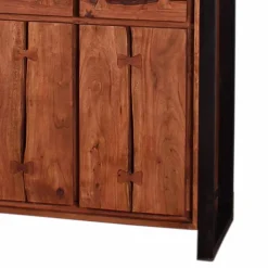 Best Wohnen Industry Vitrinenschrank Smantana aus Holz Akazie Cognac
