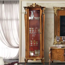 Online Wohnen Italienische Vitrine in Nussbaum & Gold & Rot - Carlenna I