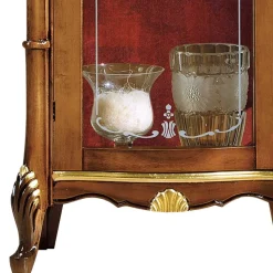 Online Wohnen Italienische Vitrine in Nussbaum & Gold & Rot - Carlenna I