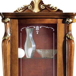 Online Wohnen Italienische Vitrine in Nussbaum & Gold & Rot - Carlenna I