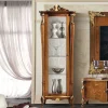 Outlet Wohnen Italienischer Vitrinenschrank in Nussbaum & Gold - Carlenna