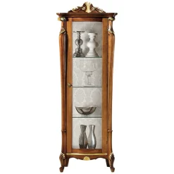 Outlet Wohnen Italienischer Vitrinenschrank in Nussbaum & Gold - Carlenna