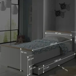 Hot Wohnen Jugend Schlafzimmer Möbel in Weiß - Eldrus (dreiteilig)