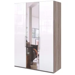 Outlet Wohnen Jugendzimmer Kleiderschrank mit Spiegel & Glas Weiß - Empresian