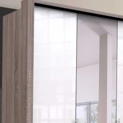 Outlet Wohnen Jugendzimmer Kleiderschrank mit Spiegel & Glas Weiß - Empresian