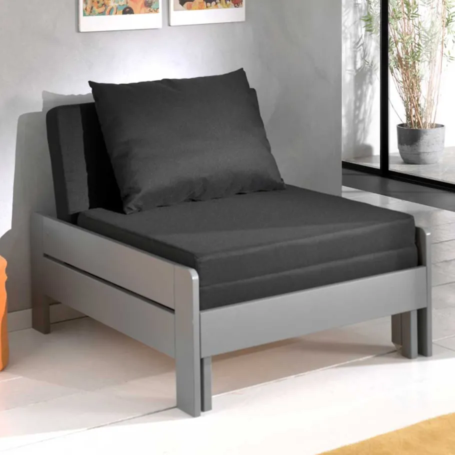 Online Wohnen Jugendzimmer Schlafsessel in Grau & Schwarz - Fortoria