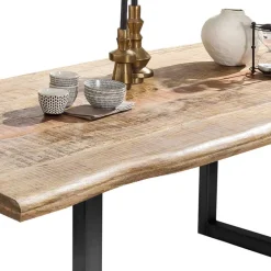 Hot Wohnen Küchentisch mit Naturkante Holzplatte Mango - Amdona