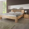 Outlet Wohnen Kernbuche Bett Issiaco und zwei Nachtschränke (dreiteilig)