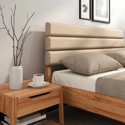 Best Wohnen Kernbuche Doppelbett mit Polsterkopfteil - Norklin