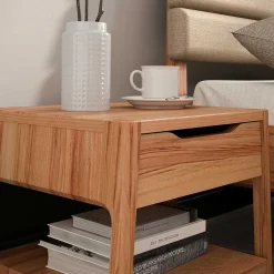 Best Wohnen Kernbuche Doppelbett mit Polsterkopfteil - Norklin