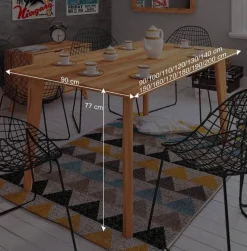 Clearance Wohnen Kernbuche Holztisch mit 90 cm Breite - Junola