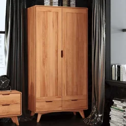Outlet Wohnen Kernbuche Kleiderschrank mit 2 Türen - Junola