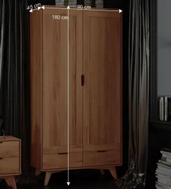 Outlet Wohnen Kernbuche Kleiderschrank mit 2 Türen - Junola