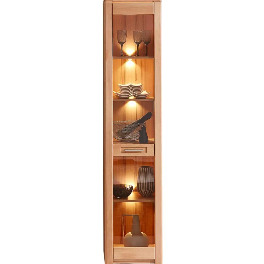 New Wohnen Kernbuche Vitrine mit einer Tür - Amyonta
