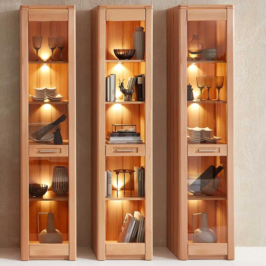 New Wohnen Kernbuche Vitrine mit einer Tür - Amyonta
