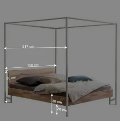 Hot Wohnen Kernesche Himmelbett mit Metall Weiß - Bahos