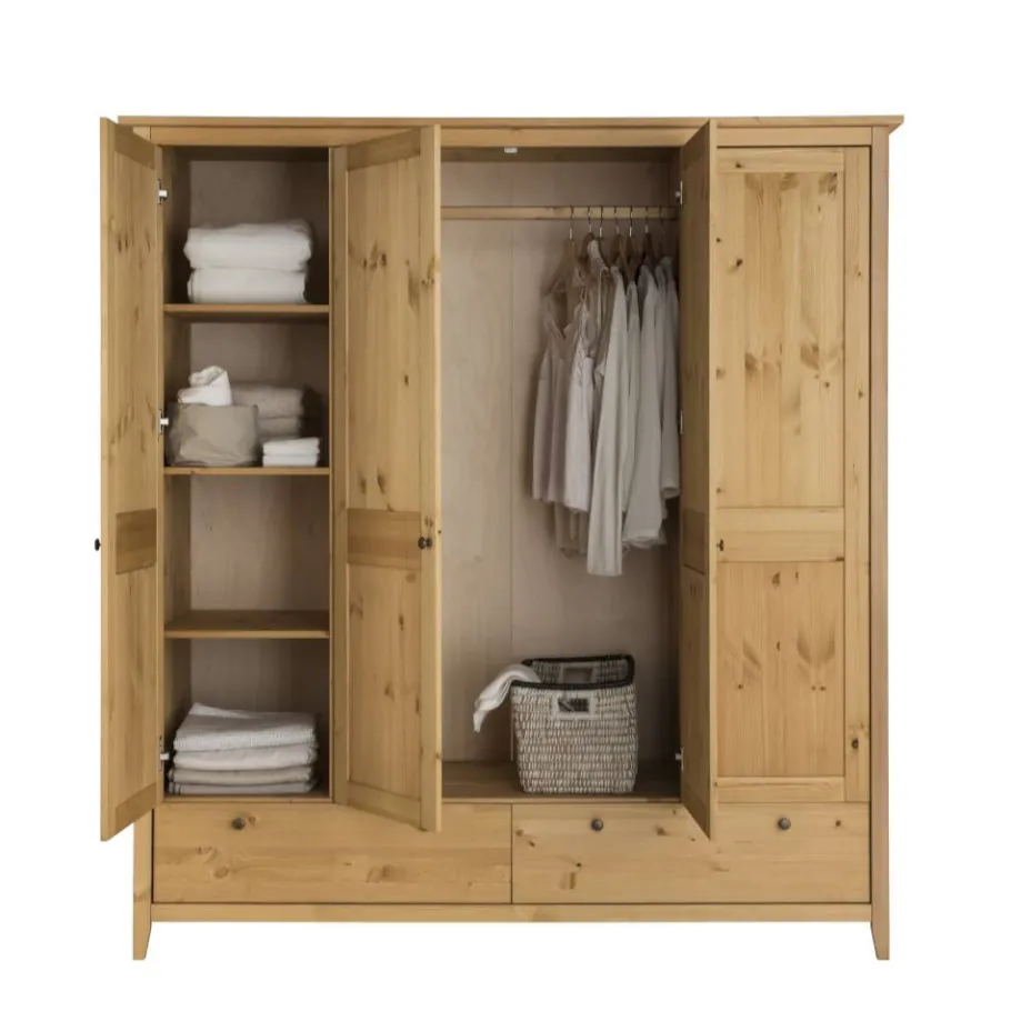 Discount Wohnen Kiefer Kleiderschrank geölt & gebeizt - Zatira