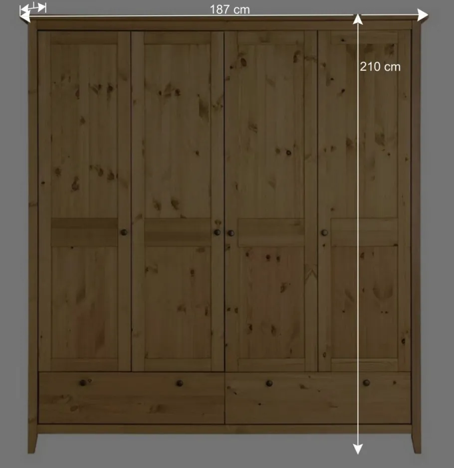 Discount Wohnen Kiefer Kleiderschrank geölt & gebeizt - Zatira