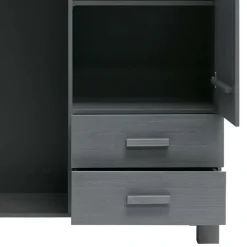Best Wohnen Kiefernholz Kleiderschrank in Grau dunkel - Isnos I