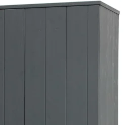 Best Wohnen Kiefernholz Kleiderschrank in Grau dunkel - Isnos I