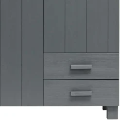 Best Wohnen Kiefernholz Kleiderschrank in Grau dunkel - Isnos I