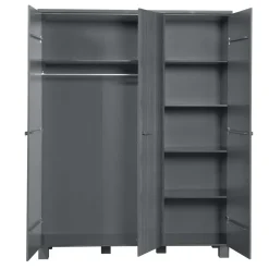 Wohnen Kiefernholz Kleiderschrank in Dunkelgrau - Isnos