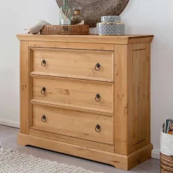 Online Wohnen Kiefernholz Landhaus Kommode mit 42cm Tiefe - Voeca