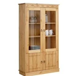 New Wohnen Kiefernholz Vitrine gebeizt und geölt - Goro