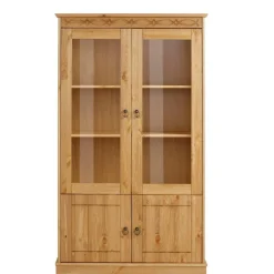 New Wohnen Kiefernholz Vitrine gebeizt und geölt - Goro