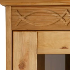 New Wohnen Kiefernholz Vitrine gebeizt und geölt - Goro