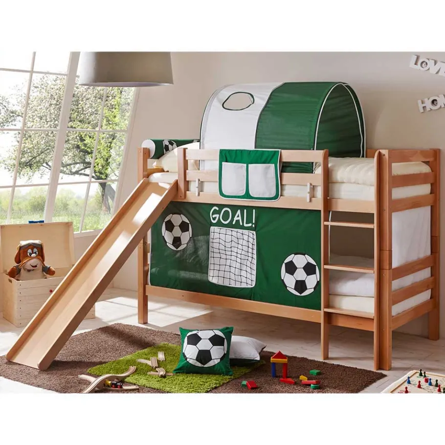 Outlet Wohnen Kinder Fußball Stockbett aus Buche Natur - Ittigen