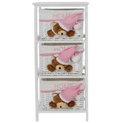 Outlet Wohnen Kinder Regal mit Teddybären - 3 Körbe - Lora