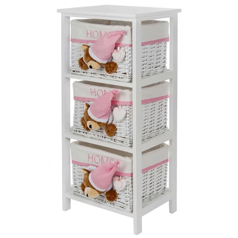 Outlet Wohnen Kinder Regal mit Teddybären - 3 Körbe - Lora