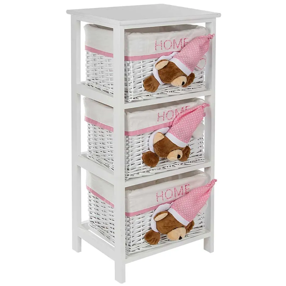 Outlet Wohnen Kinder Regal mit Teddybären - 3 Körbe - Lora