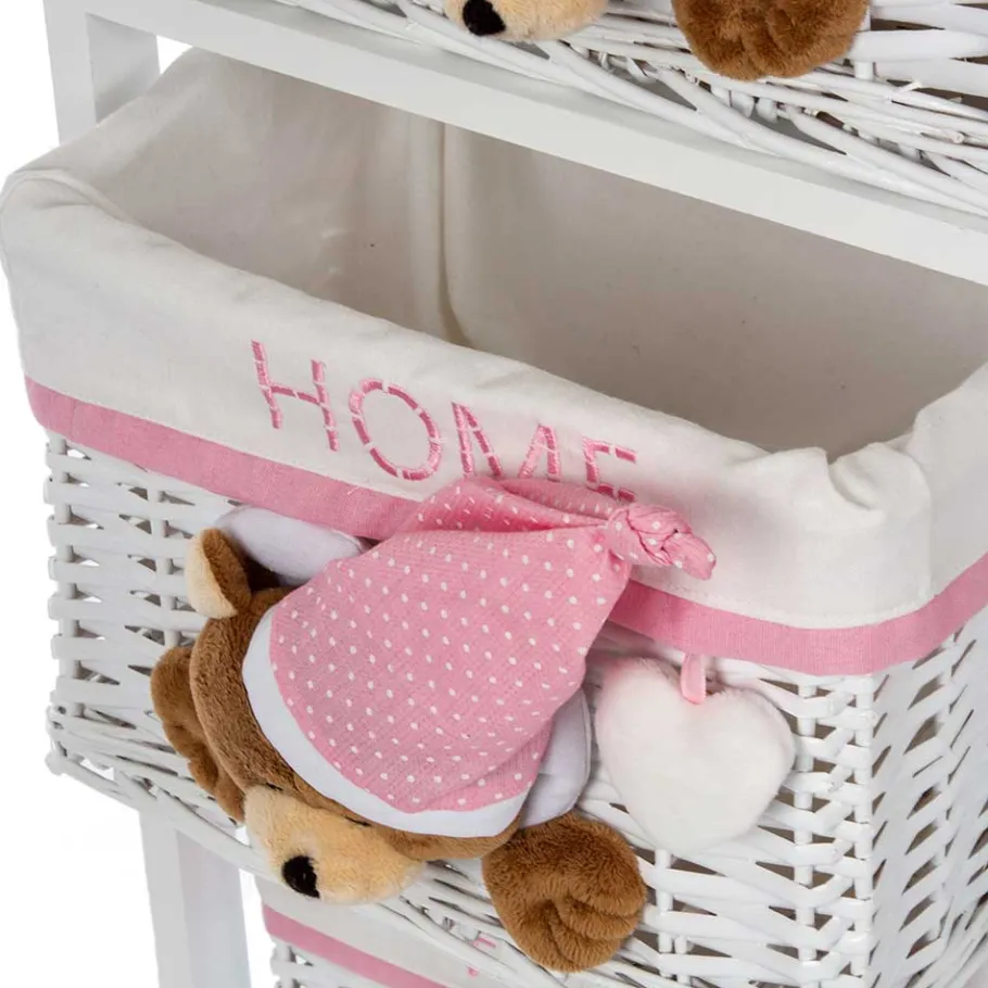 Outlet Wohnen Kinder Regal mit Teddybären - 3 Körbe - Lora