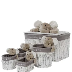 Best Wohnen Kinderzimmer Korb Set mit Elefantenköpfen Plüsch - Isipia (fünfteilig)